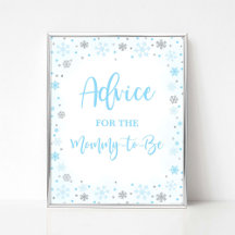 Winter Blue Advice für Mommy to Be Shower Signage