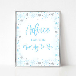 Winter Blue Advice für Mommy to Be Shower Signage Poster