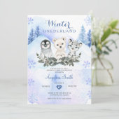 Winter Blue Arctic Mountain Onedeland Geburtstag Einladung (Stehend Vorderseite)