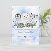 Winter Blue Arctic Mountain Onedeland Geburtstag Einladung (Stehend Vorderseite)