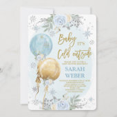 Winter Blue Baby Dusche Boy Einladung (Vorderseite)