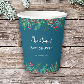 Winter Blue Baby Dusche Pappbecher