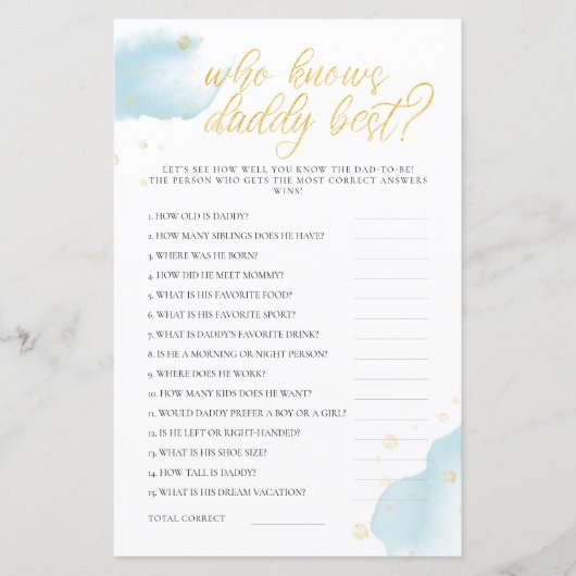 Winter Blue Baby Duwer Game, das Daddy Best kennt (Vorderseite)