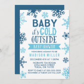Winter Blue Baby Es ist kalte Außendusche. Einladung (Vorne/Hinten)
