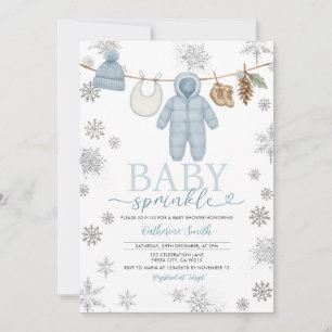 Winter Blue Baby Sprinkle Snowflakes Baby Dusche Einladung