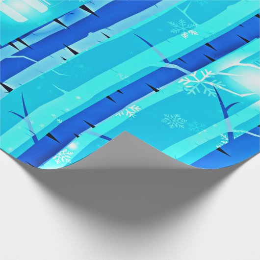 Winter Blue Birch Tree mit Schneeflocken Geschenkpapier (Ecke)