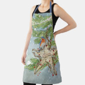 Winter Blue Bird Weihnachtswasserfarbe SnowTree Schürze (InSitu)