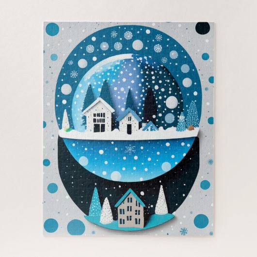 Winter Blue Birds in Liebe Weihnachten Hochzeit Puzzle (Vertikal)