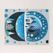 Winter Blue Birds in Liebe Weihnachten Hochzeit Puzzle (Horizontal)