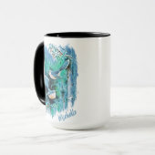 Winter Blue Birds Malerei mit Namen Tasse (Vorderseite Links)
