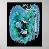 Winter Blue Birds Malerei Poster (Vorne)