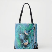Winter Blue Birds Malerei Tasche (Vorderseite)