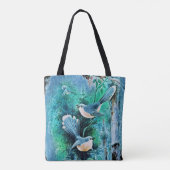 Winter Blue Birds Malerei Tasche (Rückseite)
