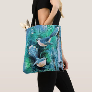Winter Blue Birds Malerei Tasche