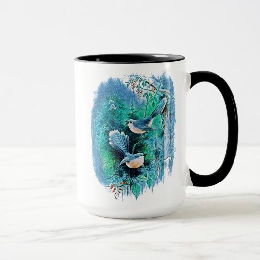 Winter Blue Birds Malerei Tasse (Rechts)