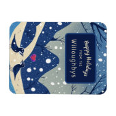 Winter Blue Birds Weihnachtsfeiertage Grüße Magnet (Horizontal)