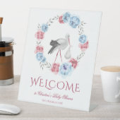 Winter Blue Blush Pink Blumenkranz Begrüßungsgipfe Sockelschild (In Situ)