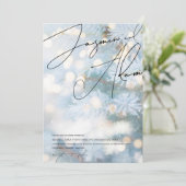 Winter Blue Bohke Weihnachtsbaum Festliche Hochzei Einladung (Stehend Vorderseite)