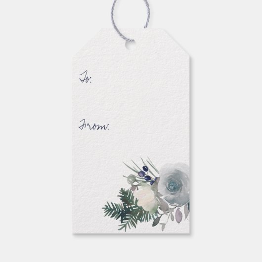 Winter Blue Bouquet Geschenkanhänger (Rückseite)