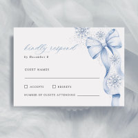 Winter Blue Bow Brautparty-Antwortkarte