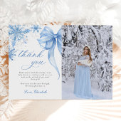 Winter Blue Bow Snowflakes Baby Dusche Foto Dankeskarte