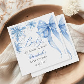 Winter Blue Bow Snowflakes Baby Dusche Serviette