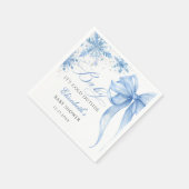 Winter Blue Bow Snowflakes Baby Dusche Serviette (Ecke)