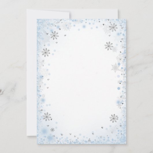 Winter Blue Bow themed Girl Coquette Babydusche Einladung (Rückseite)