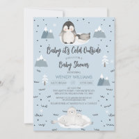 Winter Blue Boys Arctic Animals Baby Dusche
