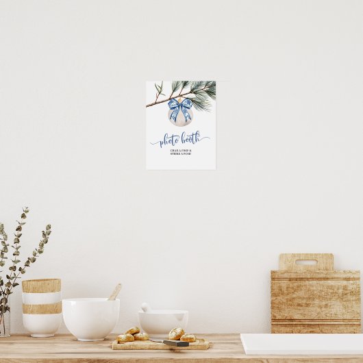 Winter Blue Chinoiserie Brautparty Foto Stand Poster (Küche)