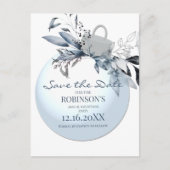 Winter Blue Christmas Bauble | Save The Date Postkarte (Vorderseite)