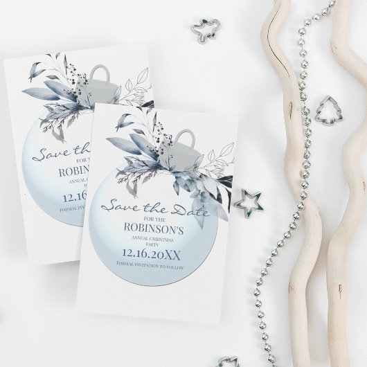 Winter Blue Christmas Bauble | Save The Date Postkarte