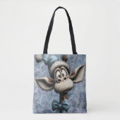 Winter Blue Christmas Cute Giraffe With Hat Tasche (Vorderseite)