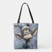 Winter Blue Christmas Cute Giraffe With Hat Tasche (Rückseite)