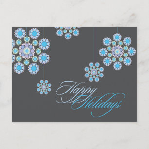 Winter Blue Christmas Flowers Holiday Greetings Feiertagspostkarte