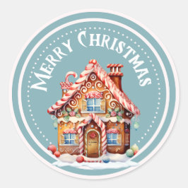 Winter Blue Christmas Gingerbrett House Sticker