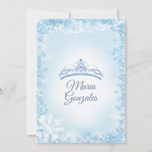 Winter Blue Christmas Mis Quince Celebration Einladung (Rückseite)