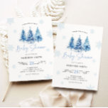 Winter Blue Christmas Tree Baby Shower Boy Einladung<br><div class="desc">Rosa Weihnachtsbaum und Schneeflocken Baby Dusche Einladung.</div>