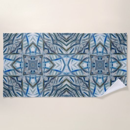 Winter Blue Crystal Pattern Beach Handtuch (Vorderseite)