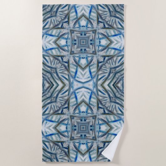 Winter Blue Crystal Pattern Beach Handtuch (Vorderseite)