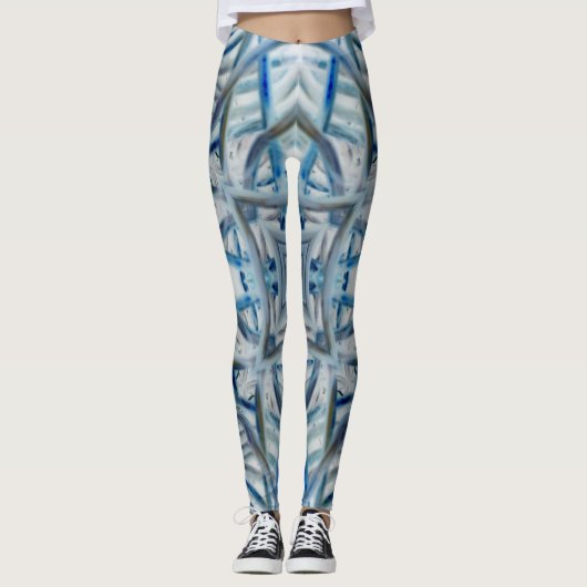 Winter Blue Crystal Pattern Leggings (Vorderseite)