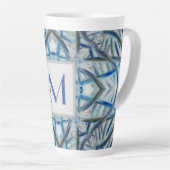 Winter Blue Crystal Pattern Monogram Tasse (Rechte Ecke)