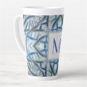 Winter Blue Crystal Pattern Monogram Tasse (Linke Ecke)