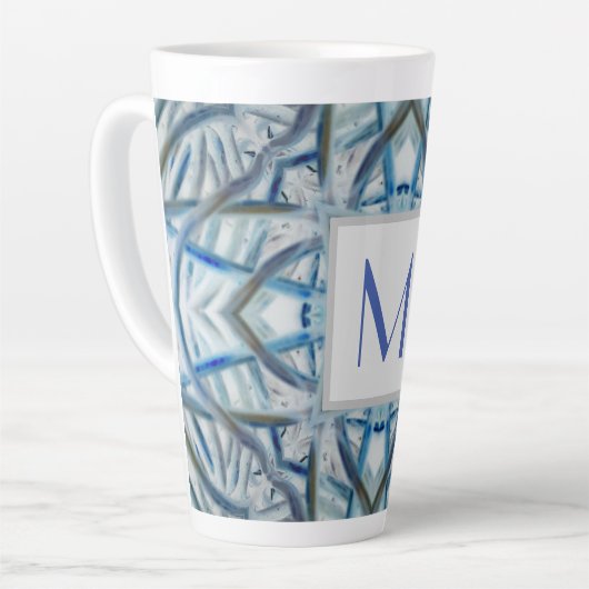 Winter Blue Crystal Pattern Monogram Tasse (Linke Ecke)