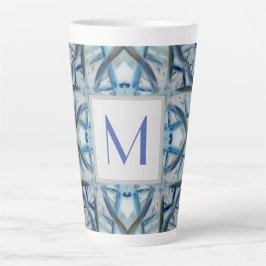 Winter Blue Crystal Pattern Monogram Tasse