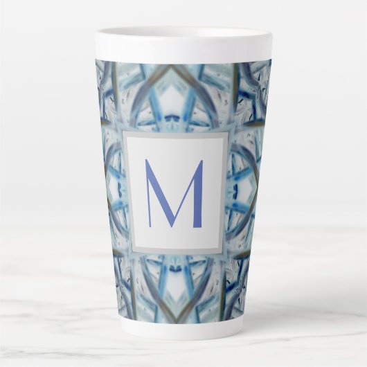 Winter Blue Crystal Pattern Monogram Tasse (Vorderseite)