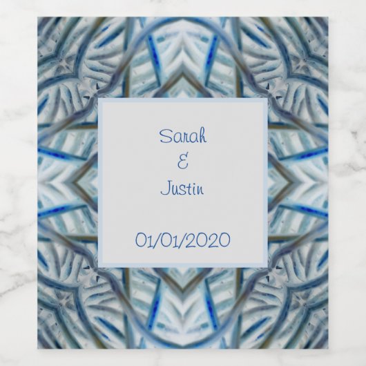 Winter Blue Crystal Pattern Weinkultur und Erde Weinetikett (Einzelnes Label)