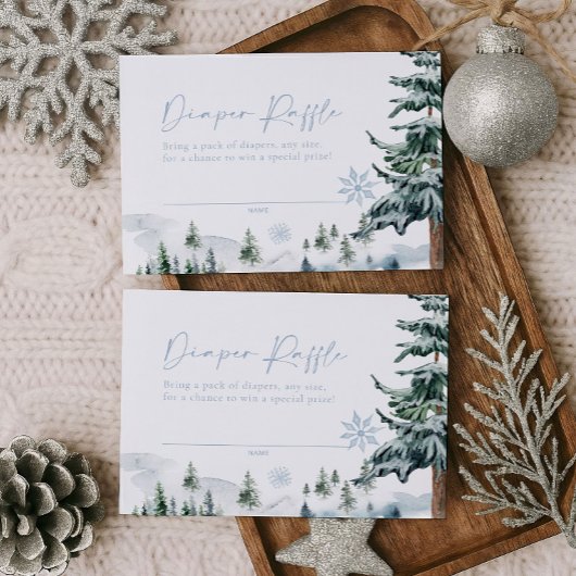 Winter Blue Diaper Raffle Card Mitteilungskarte