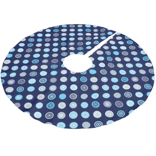 Winter Blue Dot Muster Tree Skirt Polyester Weihnachtsbaumdecke (Schrägansicht)