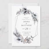 Winter Blue Eleganage Foliage Hochzeit Einladung (Vorderseite)